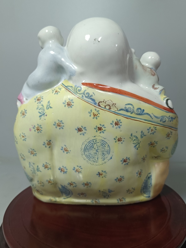 古玩陶瓷粉彩五子登科彌勒佛像拍賣,當(dāng)前價(jià)格386元