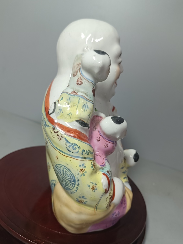 古玩陶瓷粉彩五子登科彌勒佛像拍賣,當(dāng)前價(jià)格386元