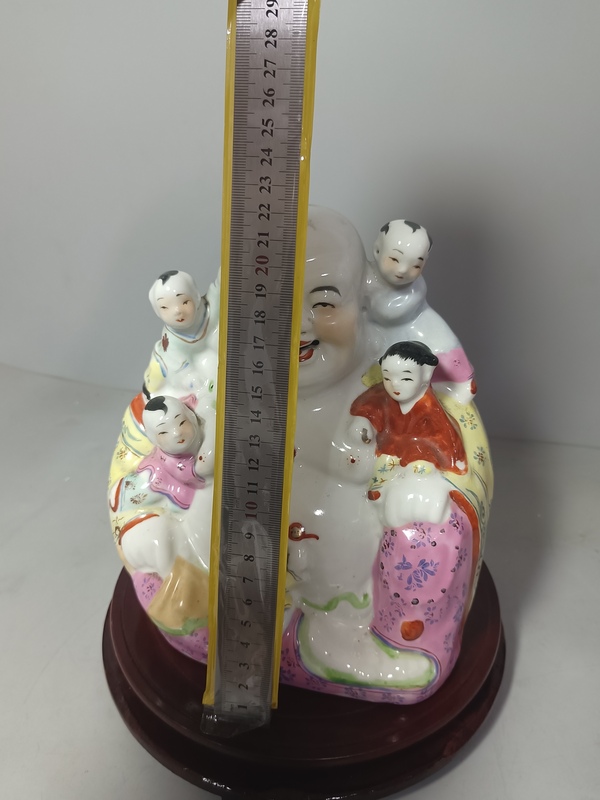 古玩陶瓷粉彩五子登科彌勒佛像拍賣,當(dāng)前價(jià)格386元