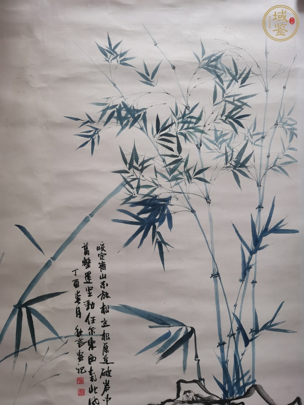 古玩字畫竹石圖真品鑒賞圖