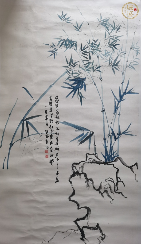 古玩字畫竹石圖真品鑒賞圖