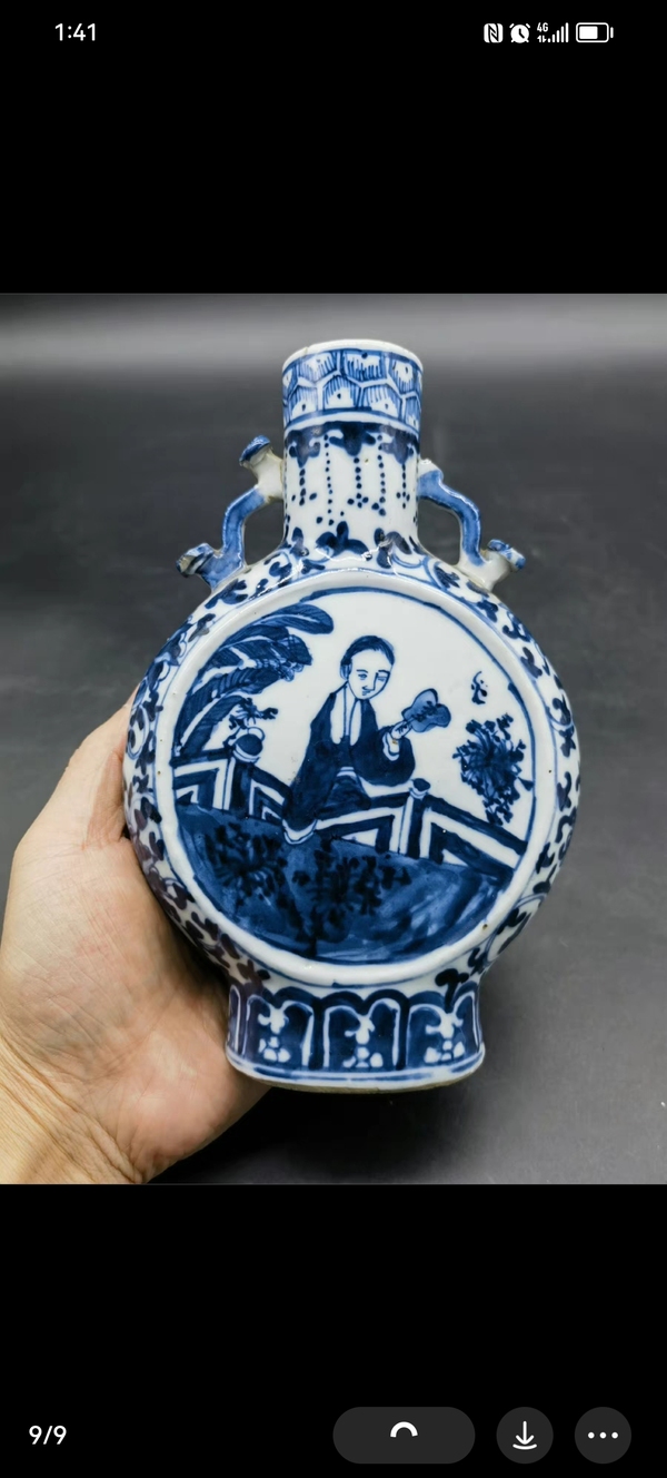 古玩陶瓷人物紋青花抱月瓶拍賣,當前價格3500元