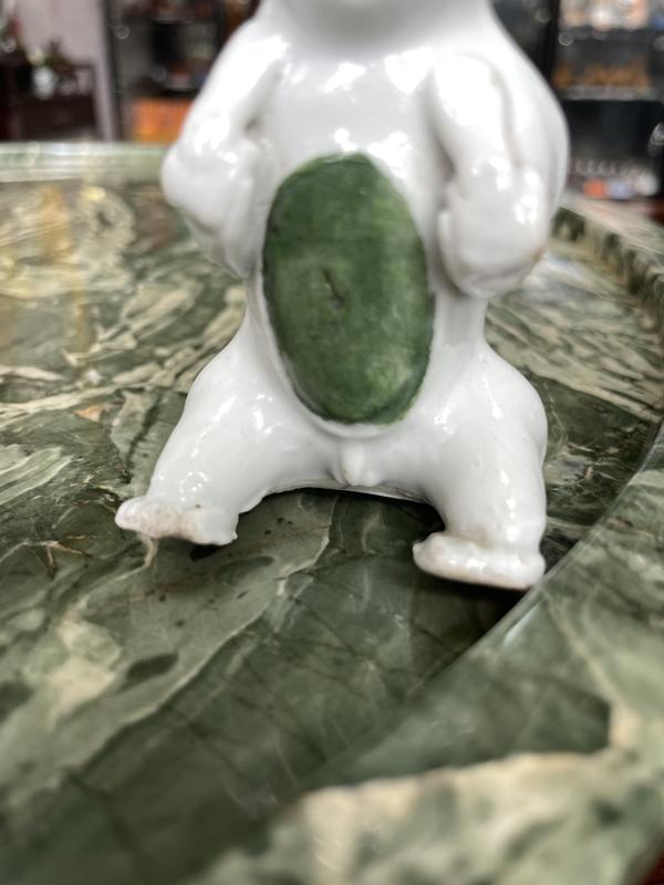 古玩陶瓷清代中晚期綠彩孩童擺件拍賣,當前價格888元