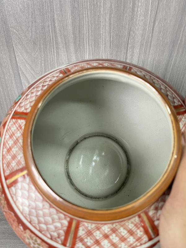 古玩陶瓷清晚期日本御窯九谷燒 仿明官窯五彩魚藻紋太白罐拍賣,當(dāng)前價(jià)格680元