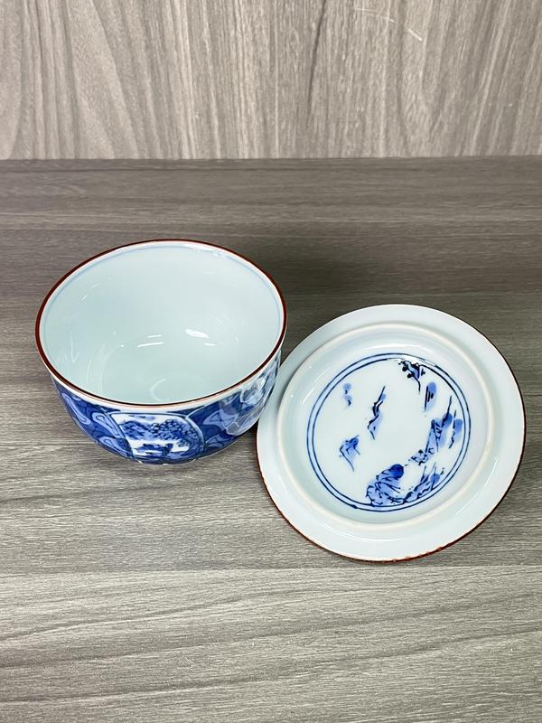 古玩陶瓷晚清民國 青花山水人物紋蓋缸拍賣,當前價格290元