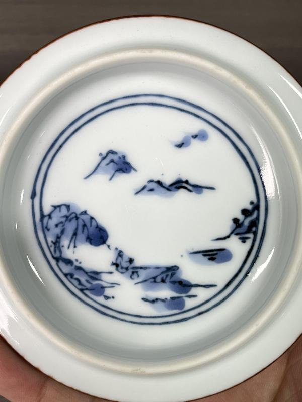 古玩陶瓷晚清民國 青花山水人物紋蓋缸拍賣,當前價格290元
