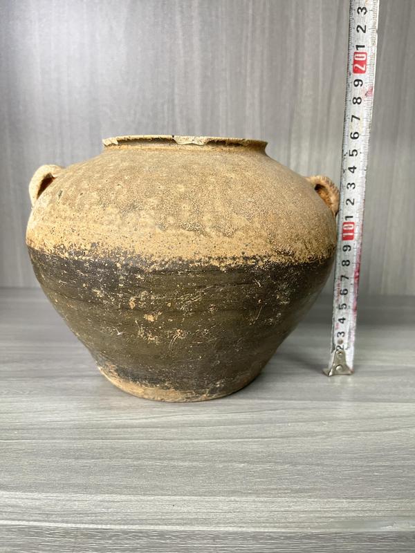 古玩陶瓷秦漢 醬釉陶雙系罐(博物館藏級)拍賣,當前價格550元