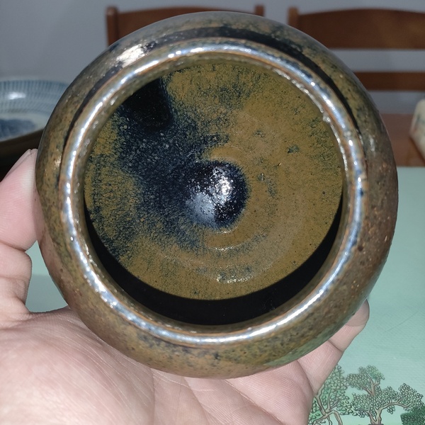 古玩陶瓷明早期,磁州窯鐵銹花釉蓋罐拍賣,當前價格299元