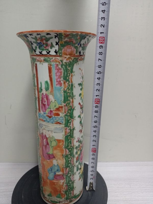 古玩陶瓷開窗花卉人物描金大花觚拍賣,當前價格2800元