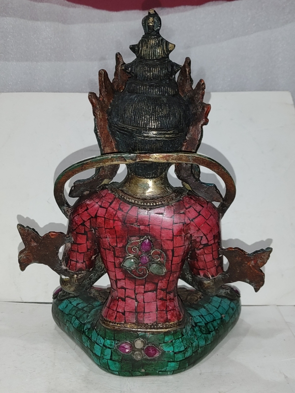 古玩雜項(xiàng)銅鎏金鑲嵌寶石度母座像拍賣,當(dāng)前價(jià)格3000元