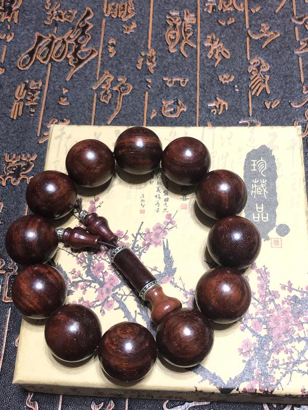 古玩玉器精品天然紫檀木珠手串拍賣,當前價格255元