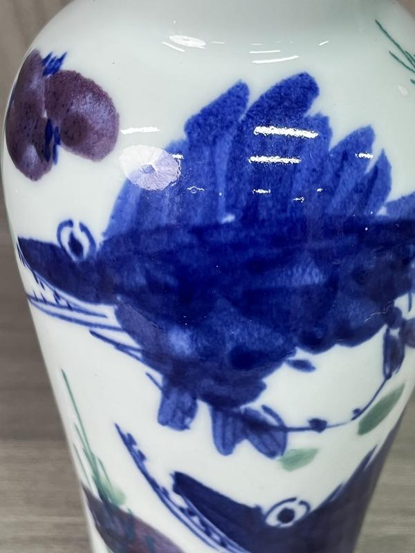 古玩陶瓷青花加彩魚藻紋賞瓶(李苦禪筆意)拍賣,當(dāng)前價(jià)格280元