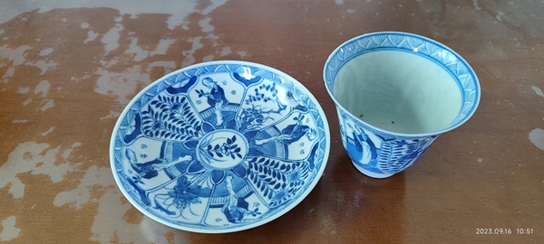 古玩陶瓷清青花仕女花卉紋杯碟拍賣,當前價格3800元