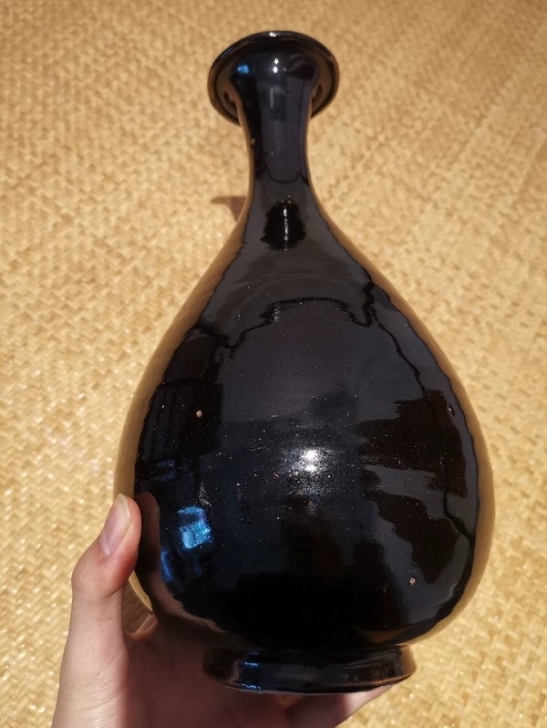 古玩陶瓷磁州窯烏金釉玉壺春瓶拍賣,當前價格30000元