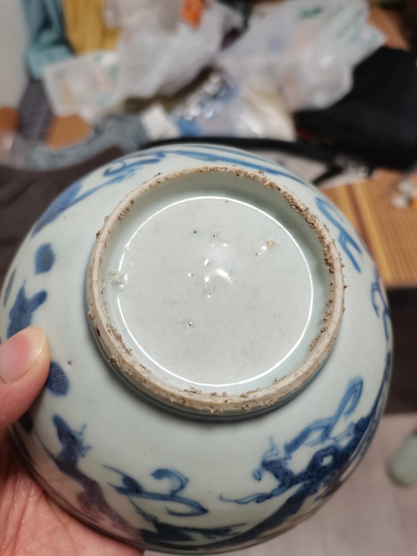 古玩陶瓷嘉靖青花龍鳳紋碗拍賣,當前價格12000元
