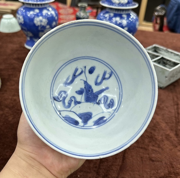 古玩陶瓷嘉靖青花龍鳳紋碗拍賣,當前價格12000元