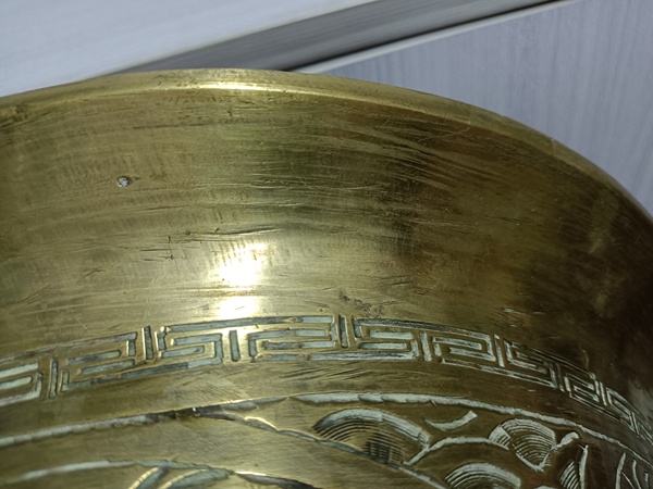 古玩陶瓷龍紋折沿銅盆拍賣，當前價格16000元