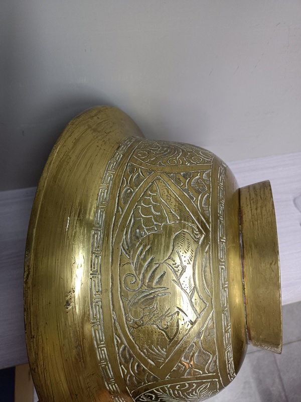 古玩陶瓷龍紋折沿銅盆拍賣，當前價格16000元