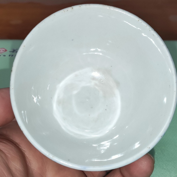 古玩陶瓷素雅青花雙邊線仰鐘杯三件拍賣，當前價格380元