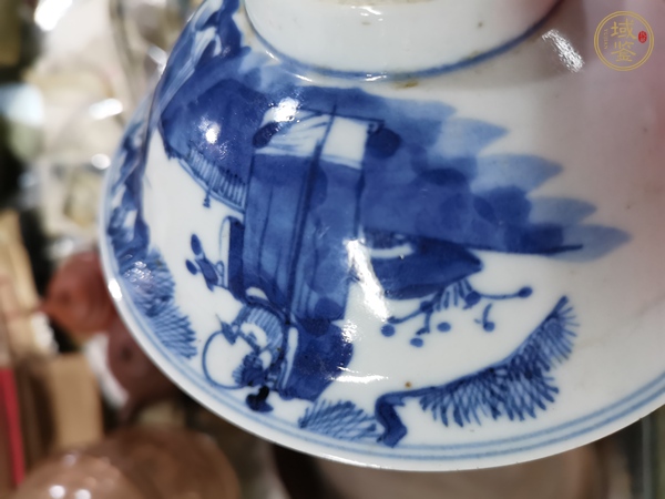 古玩陶瓷青花三星高照?qǐng)D撇口碗真品鑒賞圖