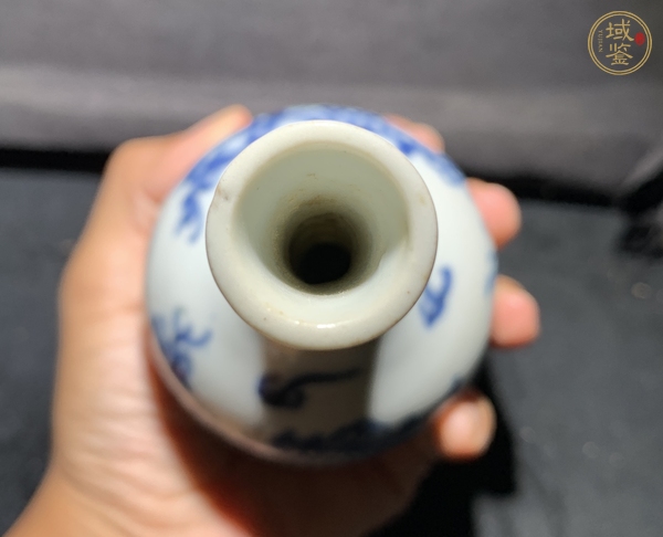 古玩陶瓷二龍戲珠青花長(zhǎng)頸瓶真品鑒賞圖