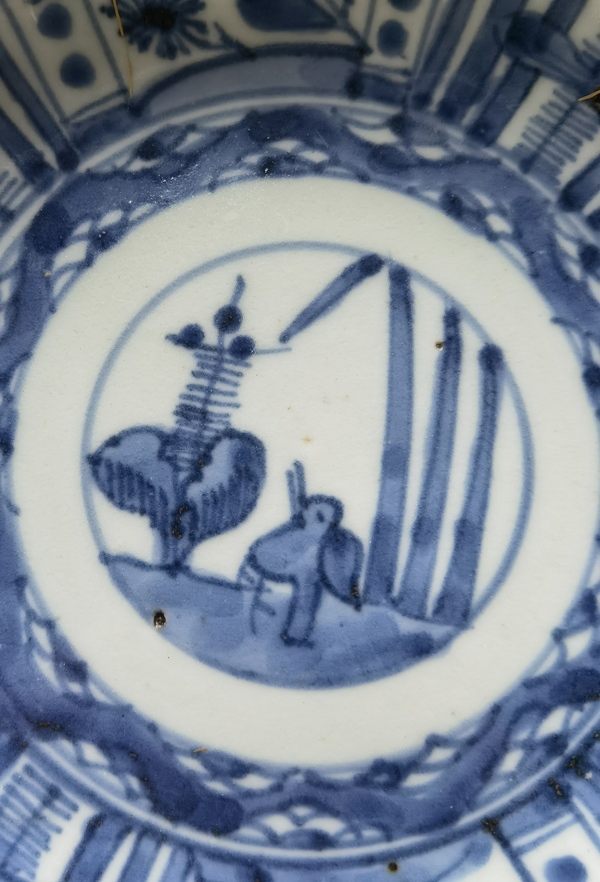 古玩陶瓷克拉克瓷青花盤拍賣,當前價格380元