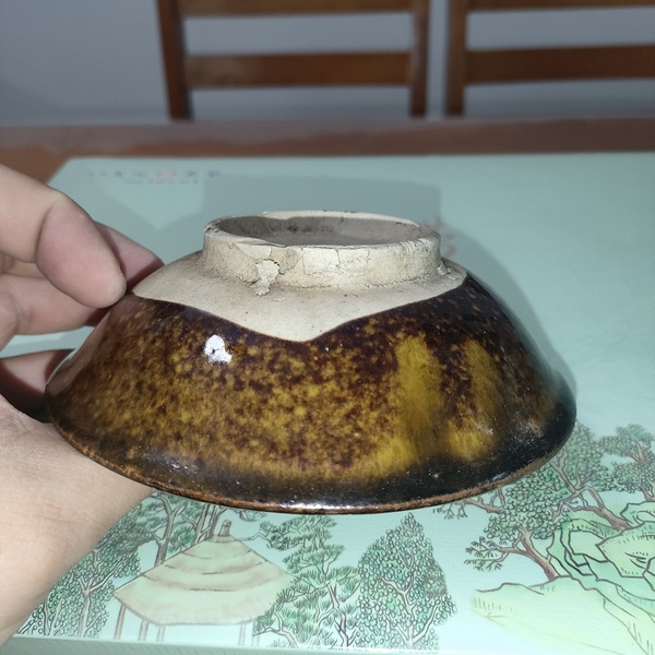 古玩陶瓷清,磁州窯紫金醬釉茶盞拍賣,當前價格120元