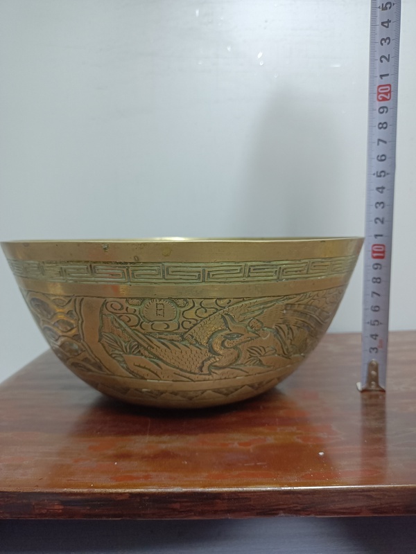 古玩陶瓷龍鳳紋銅質缽式洗拍賣,當前價格3688元