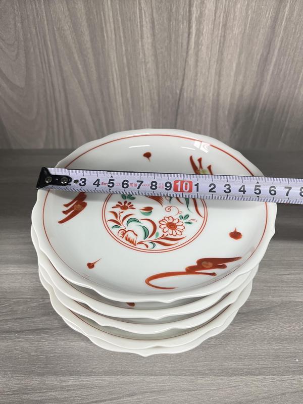 古玩陶瓷民國 極品 紅綠彩鳳穿牡丹圖菱口盤五套拍賣,當前價格500元