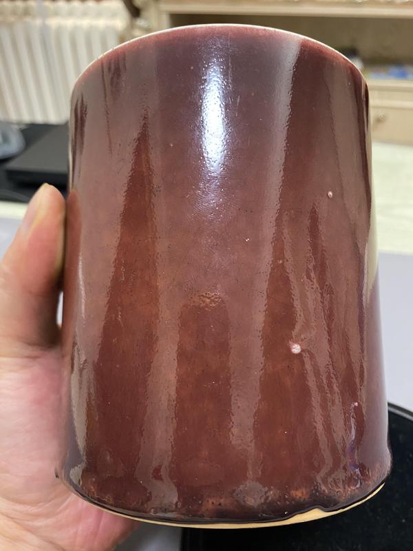 古玩陶瓷玉環底紅釉筆筒拍賣,當前價格3600元