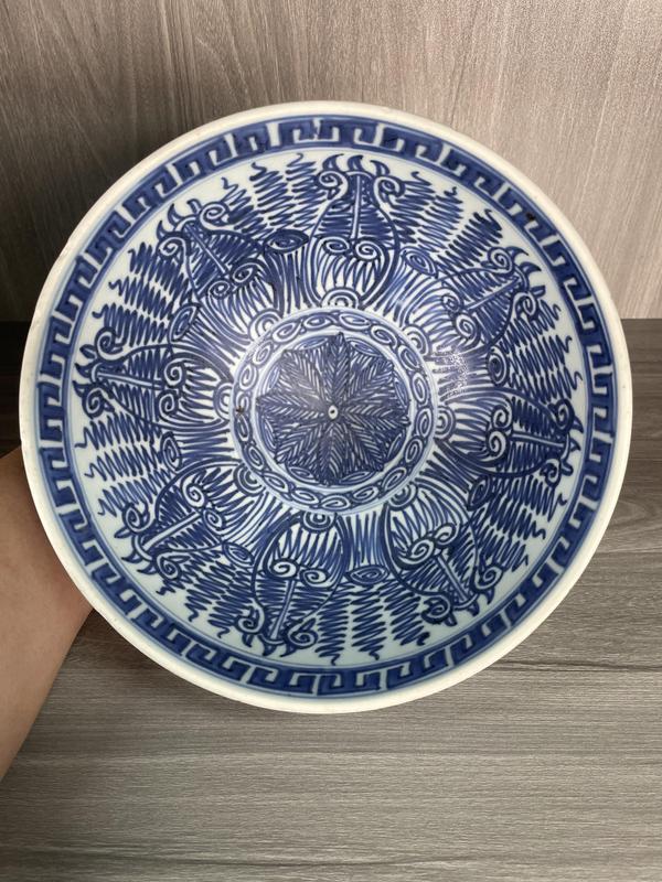 古玩陶瓷清康熙 青花仰蓮紋雞心大碗(官家重器)拍賣,當前價格8300元