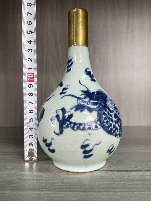 古玩陶瓷清雍正 精品青花云龍紋膽瓶拍賣(mài)，當(dāng)前價(jià)格3500元