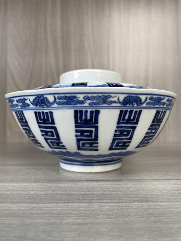 古玩陶瓷清道光 二級(jí)官極品青花福壽紋蓋碗拍賣,當(dāng)前價(jià)格5300元