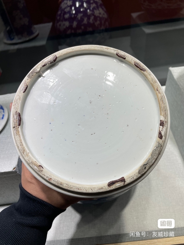 古玩陶瓷康熙青花留白冰梅圖將軍罐拍賣,當前價格65000元