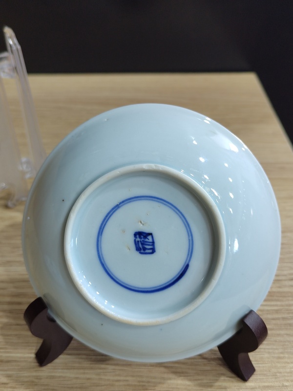 古玩陶瓷清康熙花卉紋青花盤一對拍賣,當前價格1500元