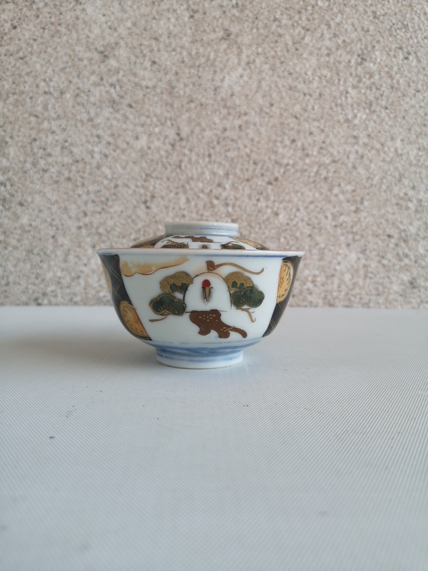 古玩陶瓷青花加彩蓋碗拍賣,當前價格450元