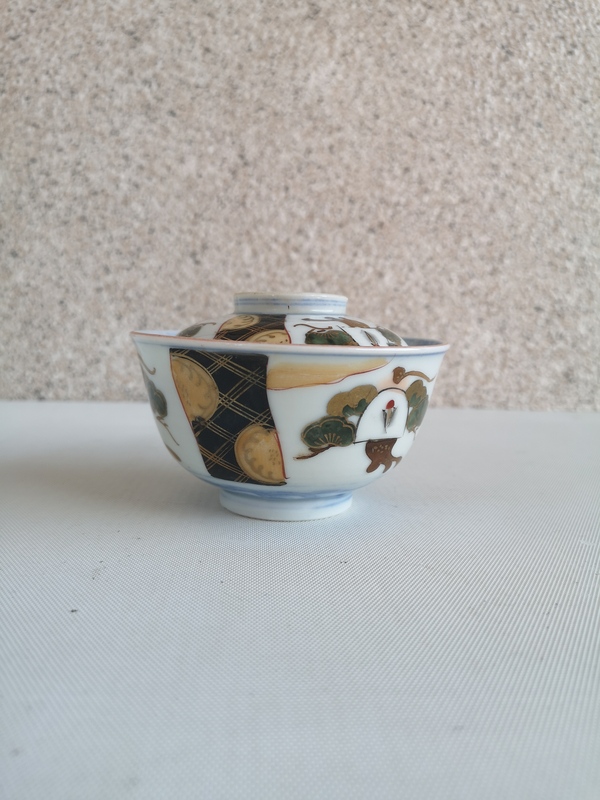 古玩陶瓷青花加彩蓋碗拍賣,當前價格450元