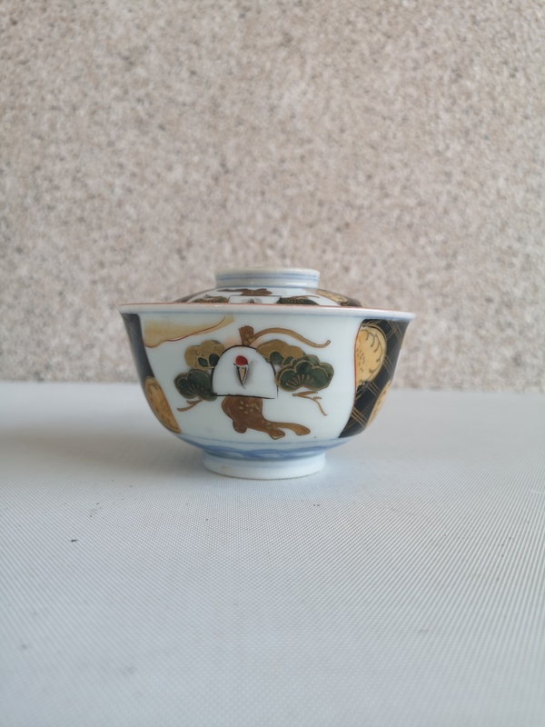 古玩陶瓷青花加彩蓋碗拍賣,當前價格450元