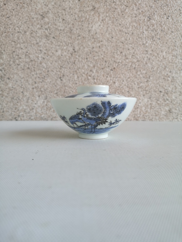 古玩陶瓷松鶴紋蓋碗拍賣,當前價格450元