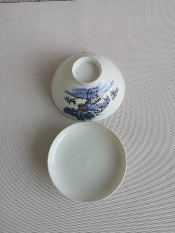 古玩陶瓷松鶴紋蓋碗拍賣,當前價格450元