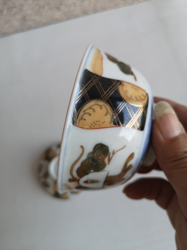 古玩陶瓷青花加彩蓋碗拍賣,當前價格450元