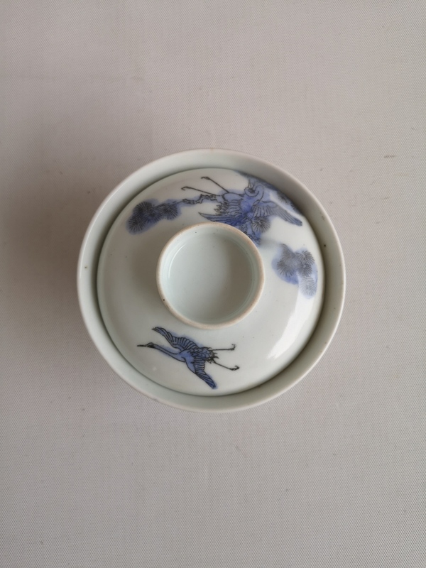 古玩陶瓷松鶴紋蓋碗拍賣,當前價格450元