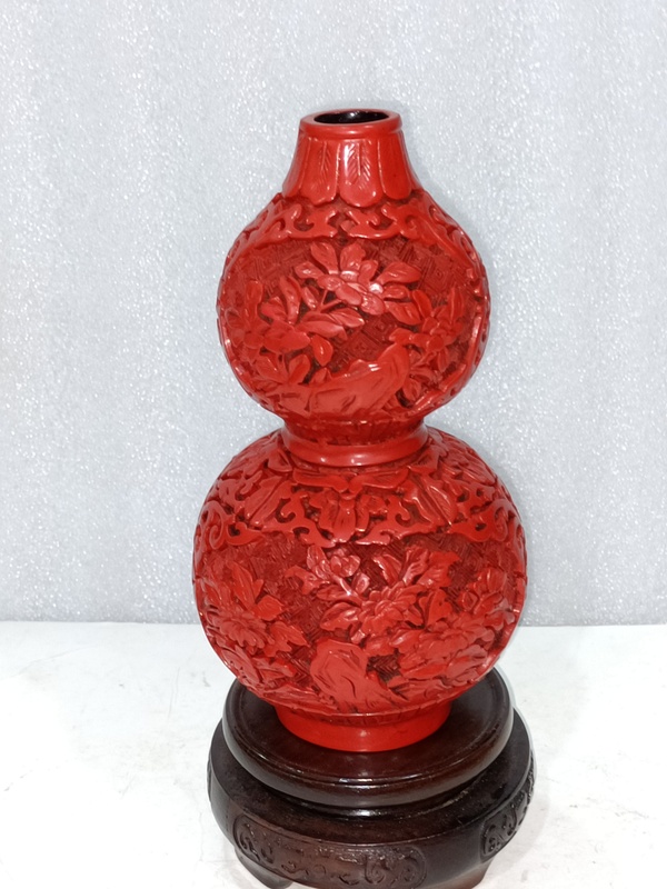 古玩雜項(xiàng)剔紅雕漆葫蘆擺件拍賣(mài)，當(dāng)前價(jià)格580元