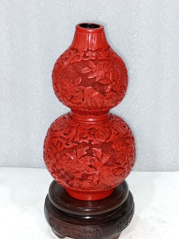 古玩雜項(xiàng)剔紅雕漆葫蘆擺件拍賣(mài)，當(dāng)前價(jià)格580元