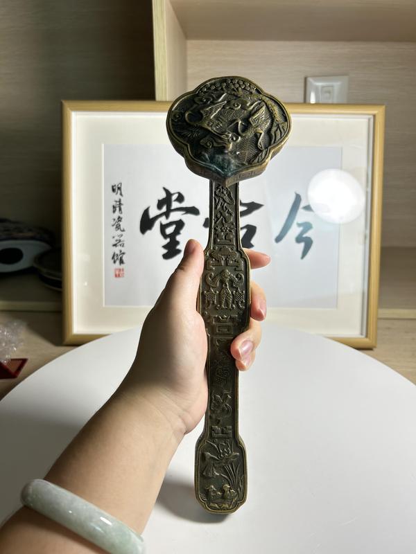 古玩雜項暗八仙紋 銅如意拍賣,當前價格390元