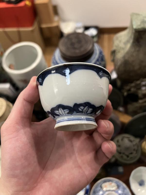 古玩陶瓷晚清青花杯拍賣,當前價格399元