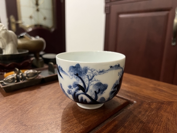 古玩轉賣清代山水紋青花杯拍賣，當前價格999元