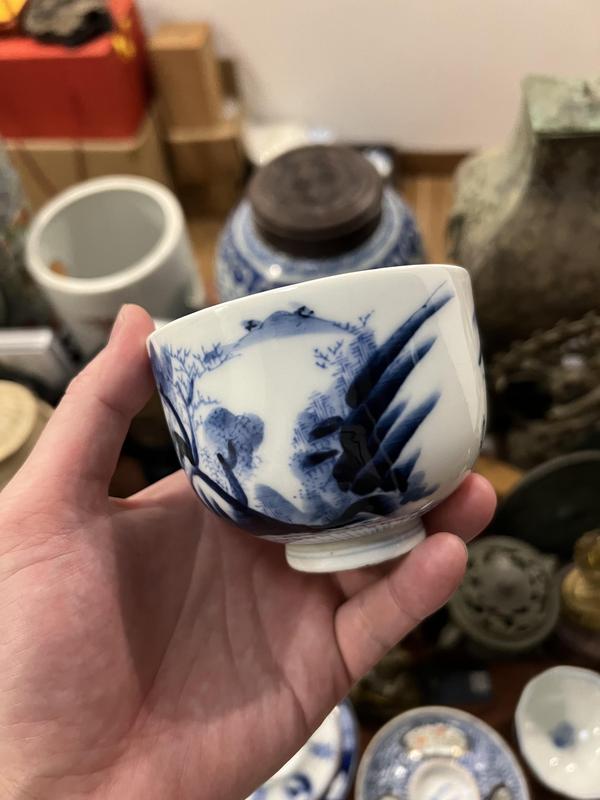 古玩陶瓷清代山水紋青花杯拍賣,當前價格980元