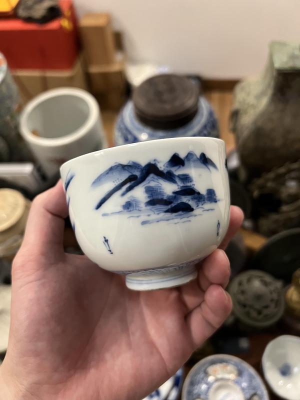 古玩陶瓷清代山水紋青花杯拍賣,當前價格980元