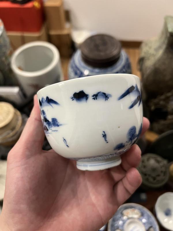 古玩陶瓷清代山水紋青花杯拍賣,當前價格980元
